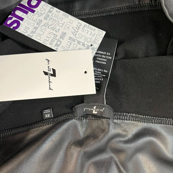 7 For All Mankind Women's Black Vegan Leather Leggings - Size 3X - NWT - Picture 2 of 5
